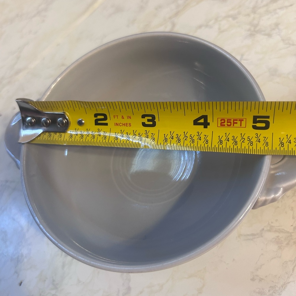 Vintage Fiesta Grey Double Handled Cream Soup Bowl 50’s - Picture 13 of 15